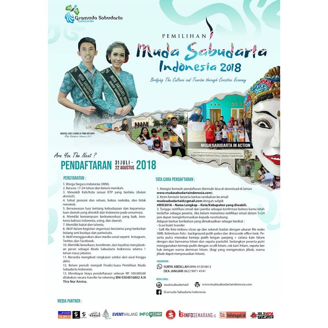 EVENT KENDAL - PEMILIHAN MUDA SABUDARTA INDONESIA 2018